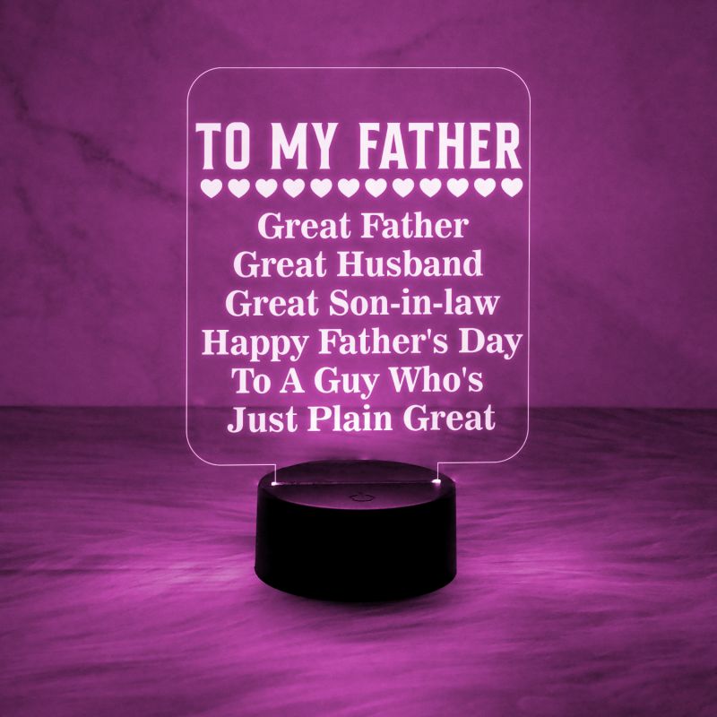 to My Father Engraved Quote Night Lamp Automatic Color Changing Light with USB Powered | Gift for Father | Birthday Gift for Dad | Dad Gift from Daughter | Gift for Fathers Day